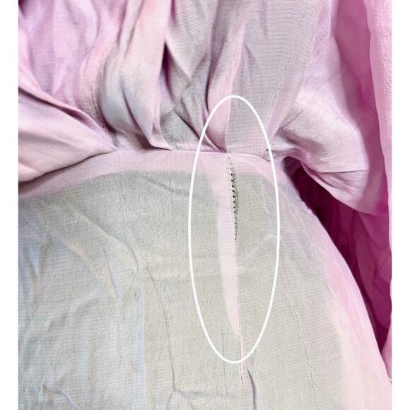 SWF Plunge Maxi Sunset Dress in Resurrection Pink Size XS Cinched Waist Kimono - Picture 5 of 5